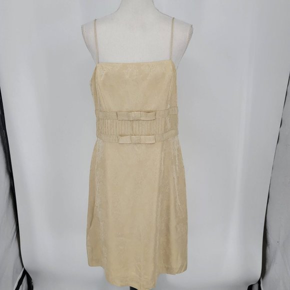 ANN TAYLOR Gold Champagne Sleeveless Cocktail Dress Holiday Party Women's 10 NWT - Picture 2 of 9